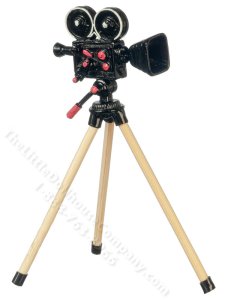 (image for) Miniature Movie Camera on Tripod for Dollhouses