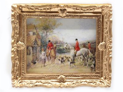 (image for) Miniature Framed Tally Ho Picture - Gold Frame