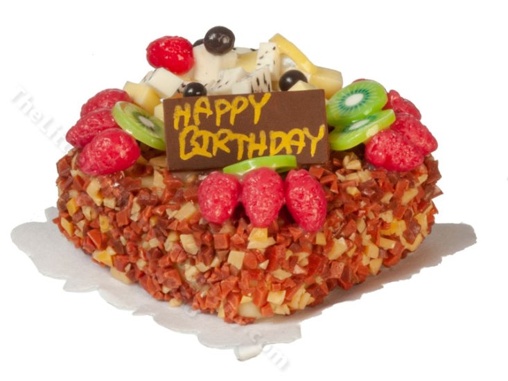 (image for) Miniature Happy Birthday Cake for Dollhouses