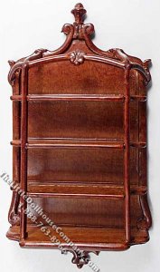 (image for) Miniature Walnut Wall Hutch for Dollhouses