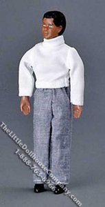 (image for) Miniature Black Man with Outfit Dollhouse Doll