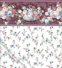 (image for) Purple Spring Basket Pattern Miniature Wallpaper for Dollhouses