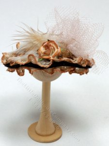 (image for) Miniature Fancy Wide-Brimmed Hat with Peach Lace