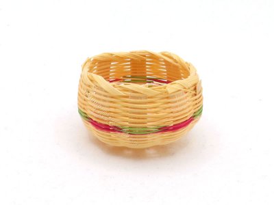 (image for) Miniature Round Woven Basket with Stripe for Dollhouses