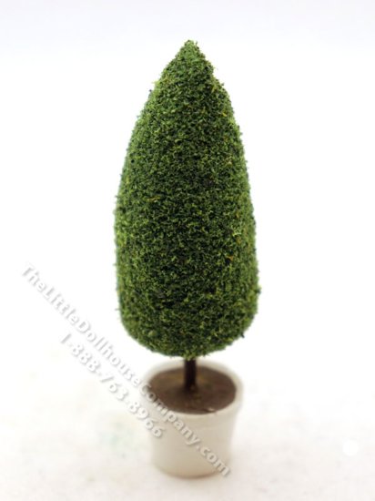 (image for) Miniature 2-3/4" Spruce Topiary in White Pot for Dollhouses