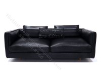 (image for) Miniature Modern Black Leather Sofa with Pillows by PRD Miniatures