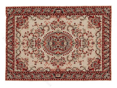 (image for) Miniature Large Traditional Rug for Dollhouses - Tan and Rust