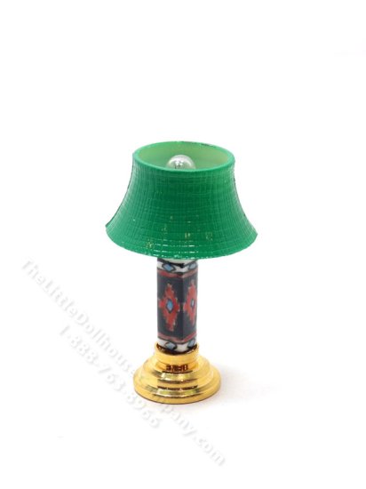 (image for) Dollhouse Scale Model Green Shade Oriental Garden Table Lamp