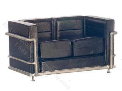 (image for) Miniature Modern Black Sofa with Two Pillows