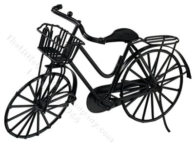 (image for) Miniature Black Bicycle with Basket for Dollhouses