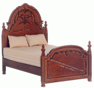 (image for) Miniature Walnut York Bed for Dollhouses