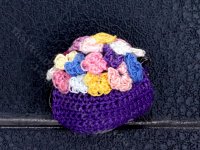 (image for) Miniature Black Teapot with Flower-Coverd Purple Tea Cozy