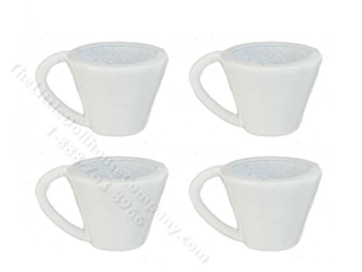 (image for) Miniature Set of 4 White Cups for Dollhouses