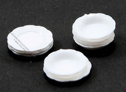 (image for) Miniature White Soup Bowls & Salad Plates For Dollhouses
