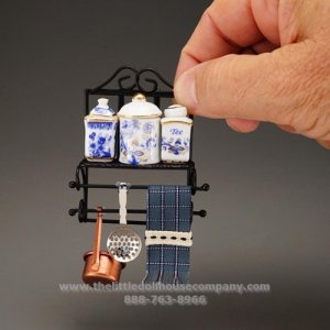 (image for) Kitchen Rack, Metal Decorated - Blue Onion Gold Design