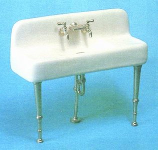 (image for) Dollhouse Miniature 2 Leg Porcelain Kitchen Sink