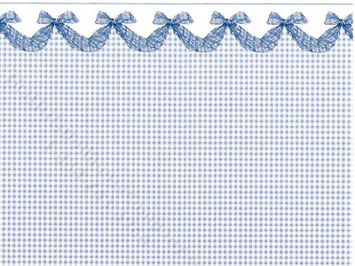(image for) Dollhouse Scale Model Wallpaper Blue Plaid Bow Swag Pattern
