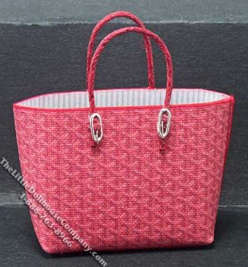 (image for) Miniature Red Shopping Bag w/Metal Feet for Dollhouses