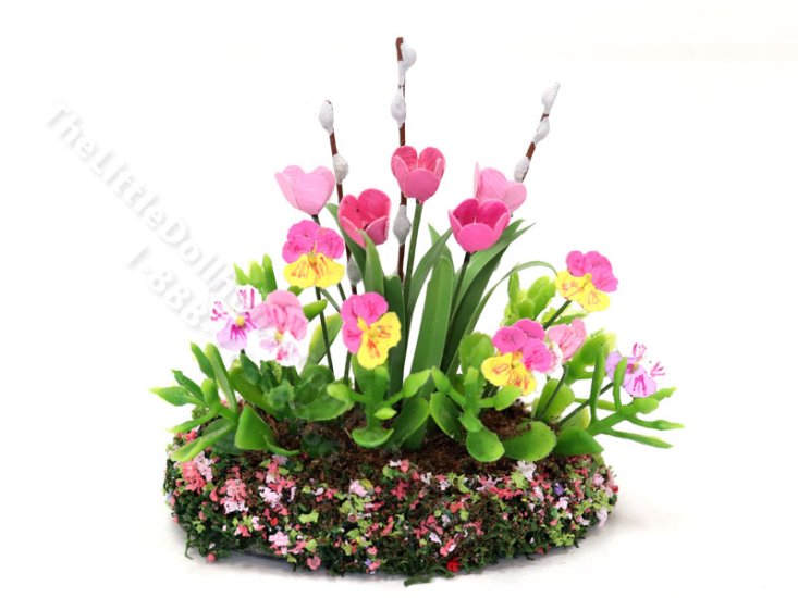 (image for) Miniature Tulips and Pansies in Soil by Mini Creations by Judy