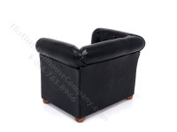 (image for) Dollhouse Miniature Leather Tufted Arm Chair - Black