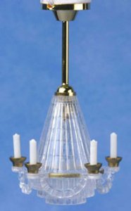 (image for) Dollhouse Scale Model Brass Downrod Chandelier
