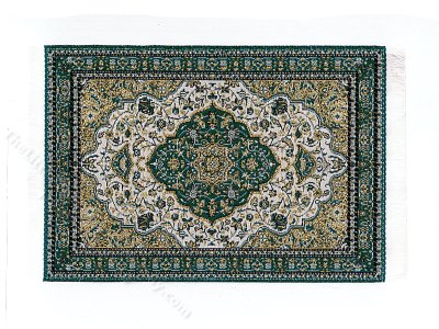 (image for) Miniature Oriental Carpet - Green and Gold