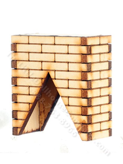 (image for) Dollhouse Scale Model Yellow Brick Peak Chimney, 60 Degrees