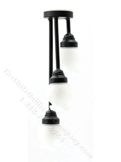 (image for) Miniature LED Frosted 3 Light Chandelier with Wand for Dollhouse