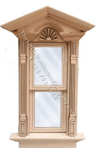(image for) Miniature Victorian Federal Hood Working Window for Dollhouses