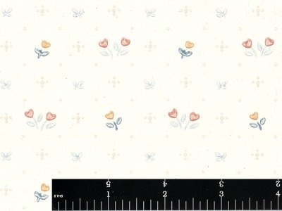 (image for) Cream Heart Flowers Miniature Wallpaper for Dollhouses