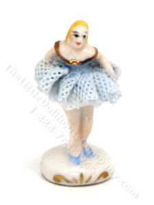 (image for) Miniature Irish Dresden Porcleain Ballerina - Blue