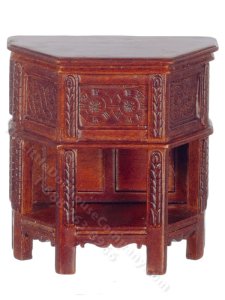 (image for) Miniature Walnut Tudor Side Cabinet for Dollhouses
