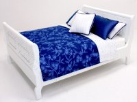 (image for) Miniature Modern White Bed Dressed in Blue Floral