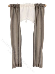 (image for) Miniature Grey Curtain and Shade for Dollhouses