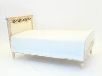 (image for) Miniature Unfinished Bed with White Bedding for Dollhouses