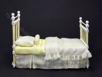 (image for) Miniature Wrought Iron Twin/Single Bed for Dollhouses - Yellow