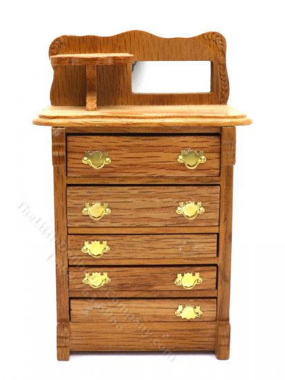 (image for) Miniature As-Is Walnut Chest of Drawers with Small Mirror
