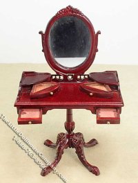 (image for) Miniature Mahogany Pedestal Vanity for Dollhouses