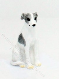 (image for) Miniature Grey and White Whippet for Dollhouses
