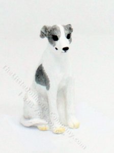 (image for) Miniature Grey and White Whippet for Dollhouses