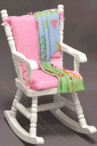 (image for) Miniature White Rocking Chair with Pink Cushion