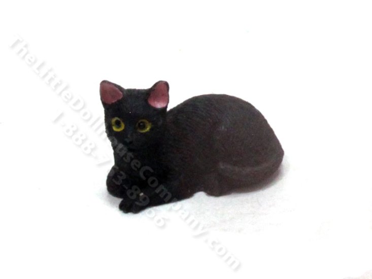 (image for) Miniature Loafing Black Cat for Dollhouses
