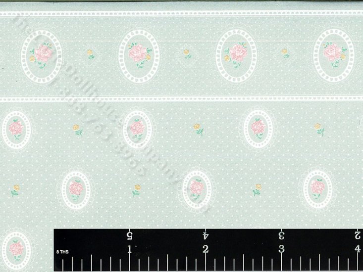 (image for) Cameo Reverse Pattern Wallpaper for Dollhouses - Blue