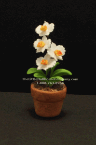 (image for) Dollhouse Miniature White and Orange Daffodil