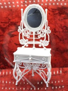 (image for) Miniature White Wire Vanity for Dollhouses