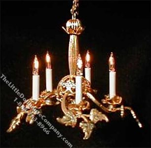 (image for) Dollhouse Scale Model Gold Rosette Chandelier