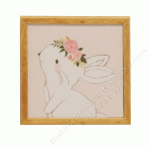 (image for) Miniature Small Scale Square Print of Bunny in a Flower Crown