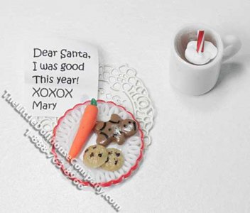(image for) Miniature Cookie Plate & Hot Chocolate for Santa for Dollhouses