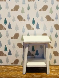 (image for) Dollhouse Scale Model Wallpaper -Lazy Bear with Trees- 3pc Set