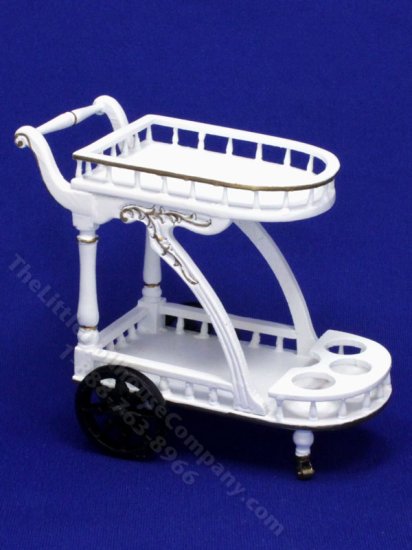 (image for) Miniature White Liquor/Wine/Tea Cart for Dollhouses